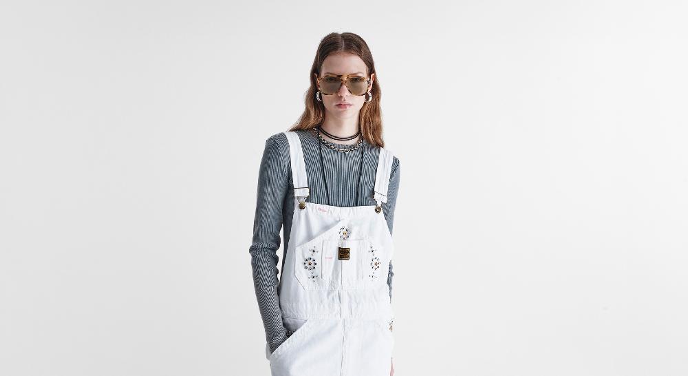 Washington Dee Cee White Tappered Denim Overalls