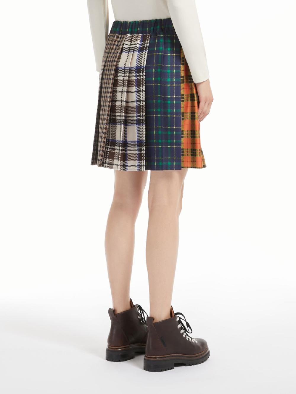 Weekend Minigonna Patchwork In Lana E Cotone Pied De Poule