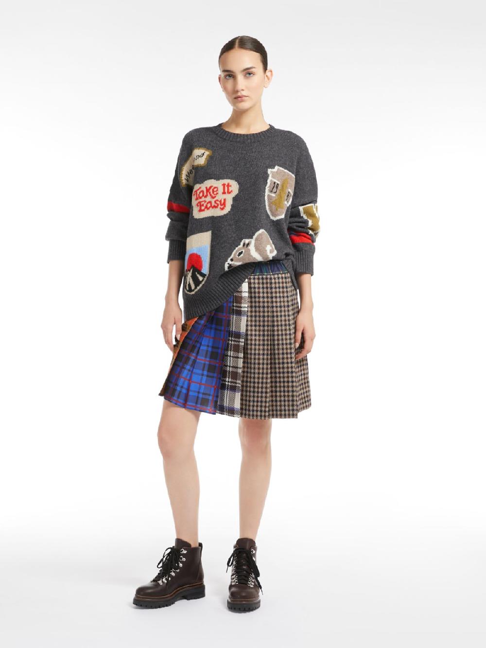 Weekend Minigonna patchwork in lana e cotone Pied de Poule