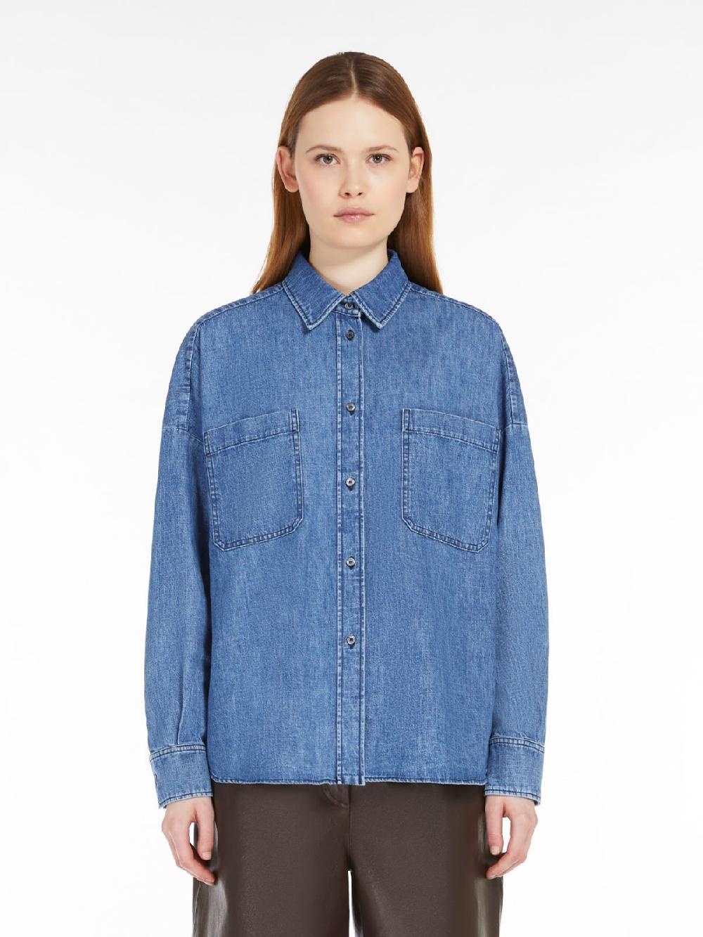 Weekend Camicia Crop In Denim Di Cotone