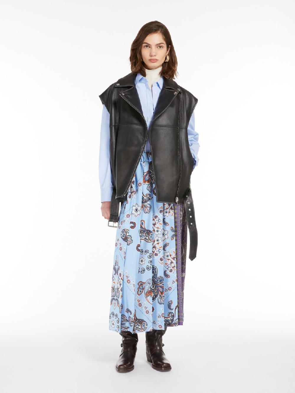 Weekend Gonna a pieghe in twill stampato