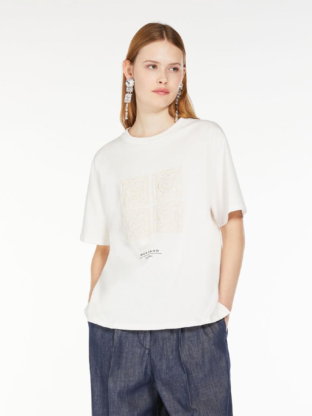 Weekend T-shirt In Cotone Con Lettering Ricamato