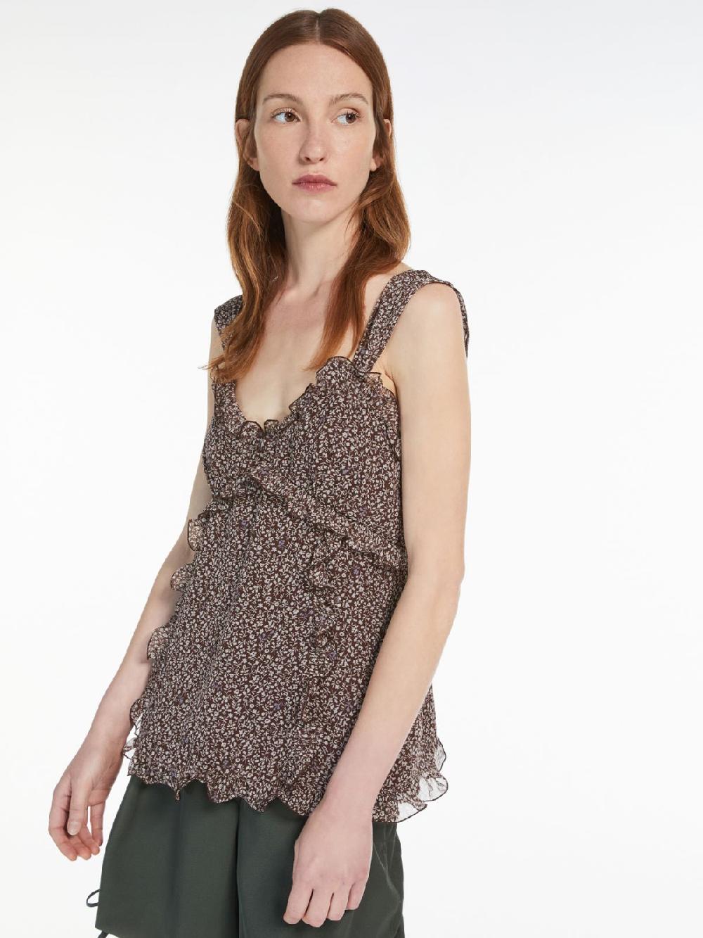 Weekend Top In Georgette Di Seta Stampata