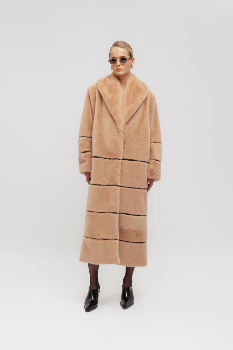 Weili Zheng Ecopelliccia Lunga Con Inserti A Contrasto