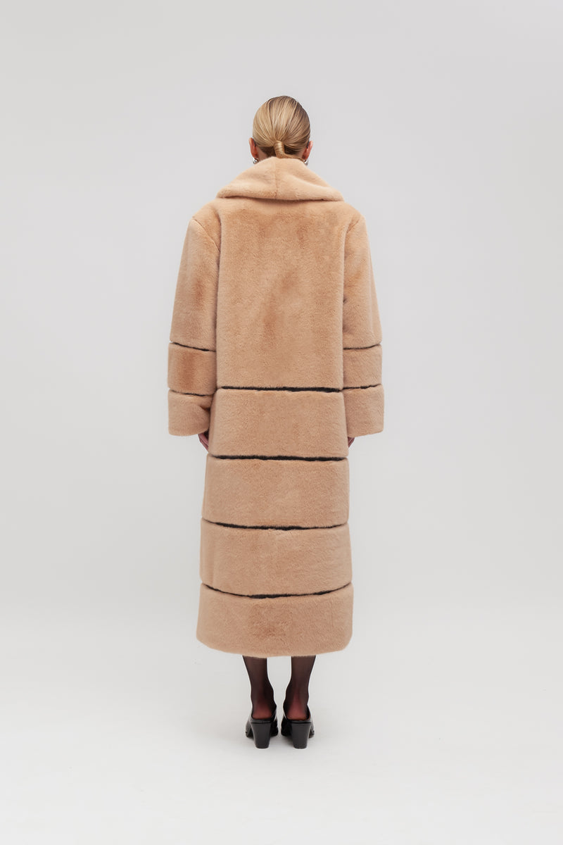 Weili Zheng Ecopelliccia Lunga Con Inserti A Contrasto