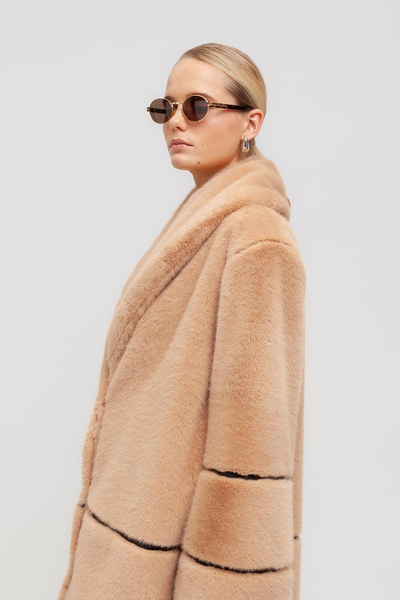 Weili Zheng Ecopelliccia Lunga Con Inserti A Contrasto