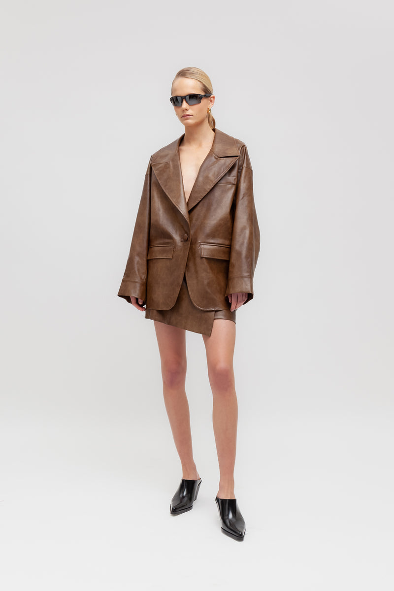 Weili Zheng Giacca Impunturata In Ecopelle Martellata