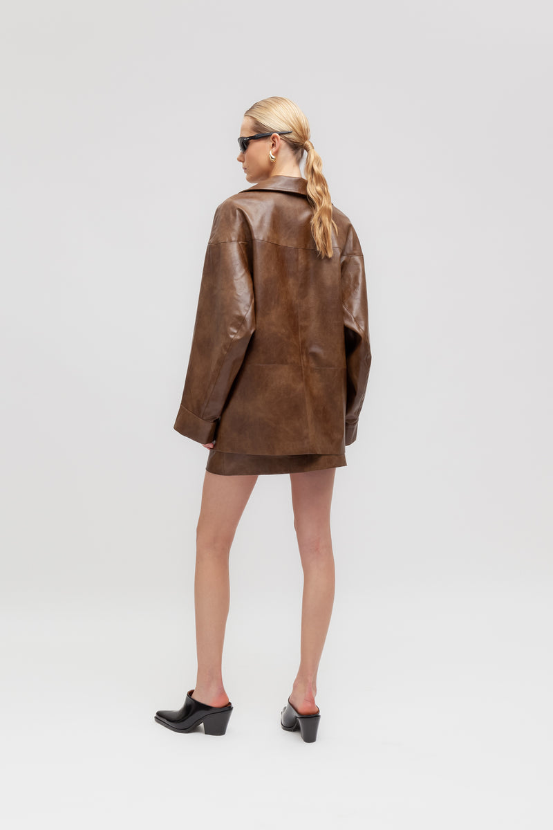 Weili Zheng Giacca Impunturata In Ecopelle Martellata