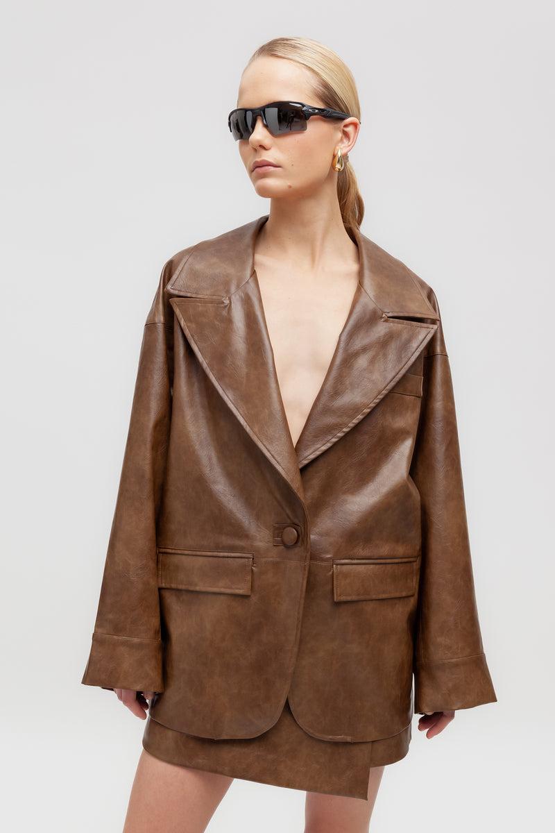 Weili Zheng Giacca Impunturata In Ecopelle Martellata