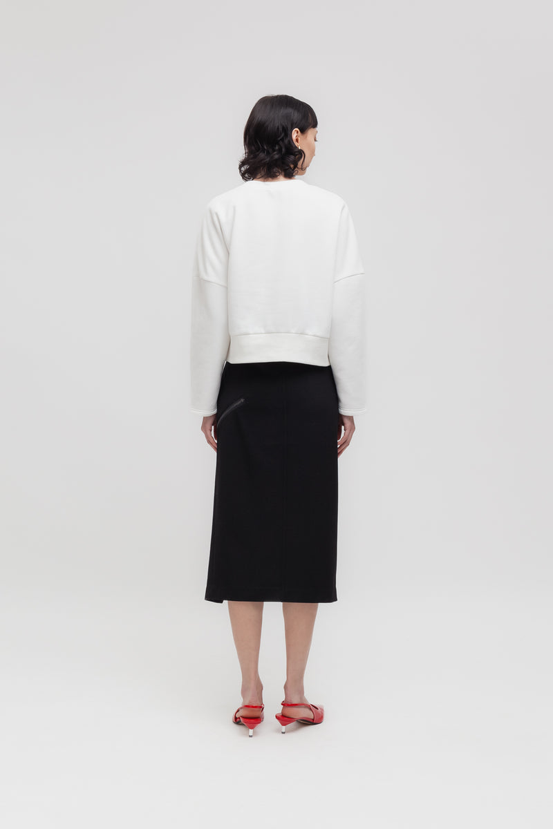 Weili Zheng Longuette In Gabardina Con Zip Diagonale