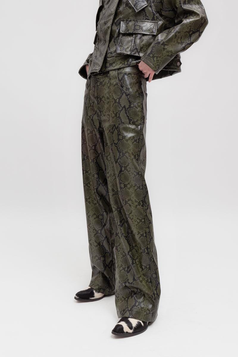 Weili Zheng Pantalone Gamba Dritta In Ecopelle Pitonata