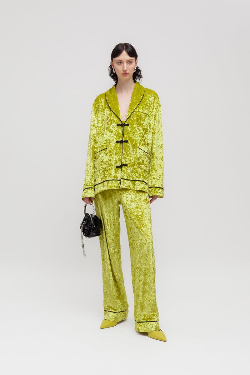 Weili Zheng Pantalone Pigiama In Velluto Martellato