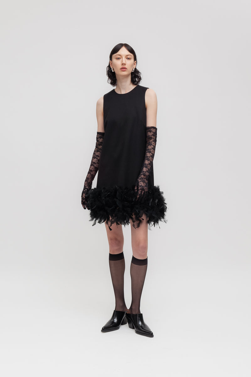 Weili Zheng Abito A Trapezio Con Piume