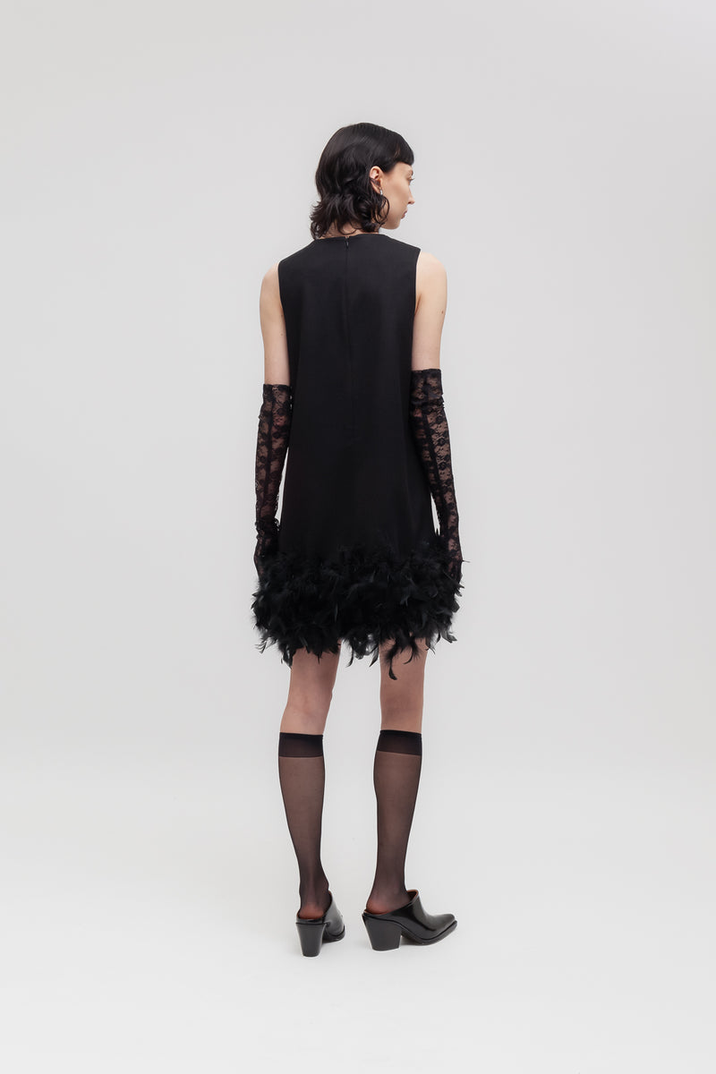 Weili Zheng Abito A Trapezio Con Piume