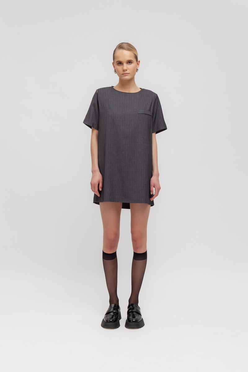 Weili Zheng Abito Corto In Gabardina Gessata