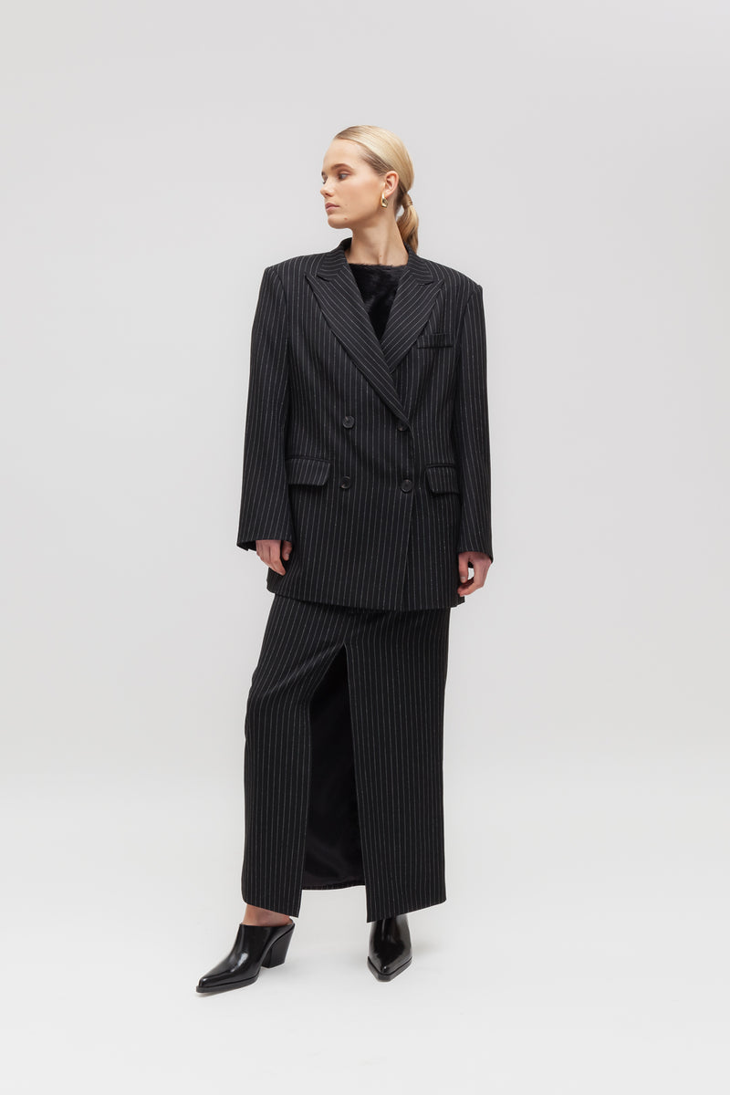 Weili Zheng Blazer Gessato Con Spalle Imbottite