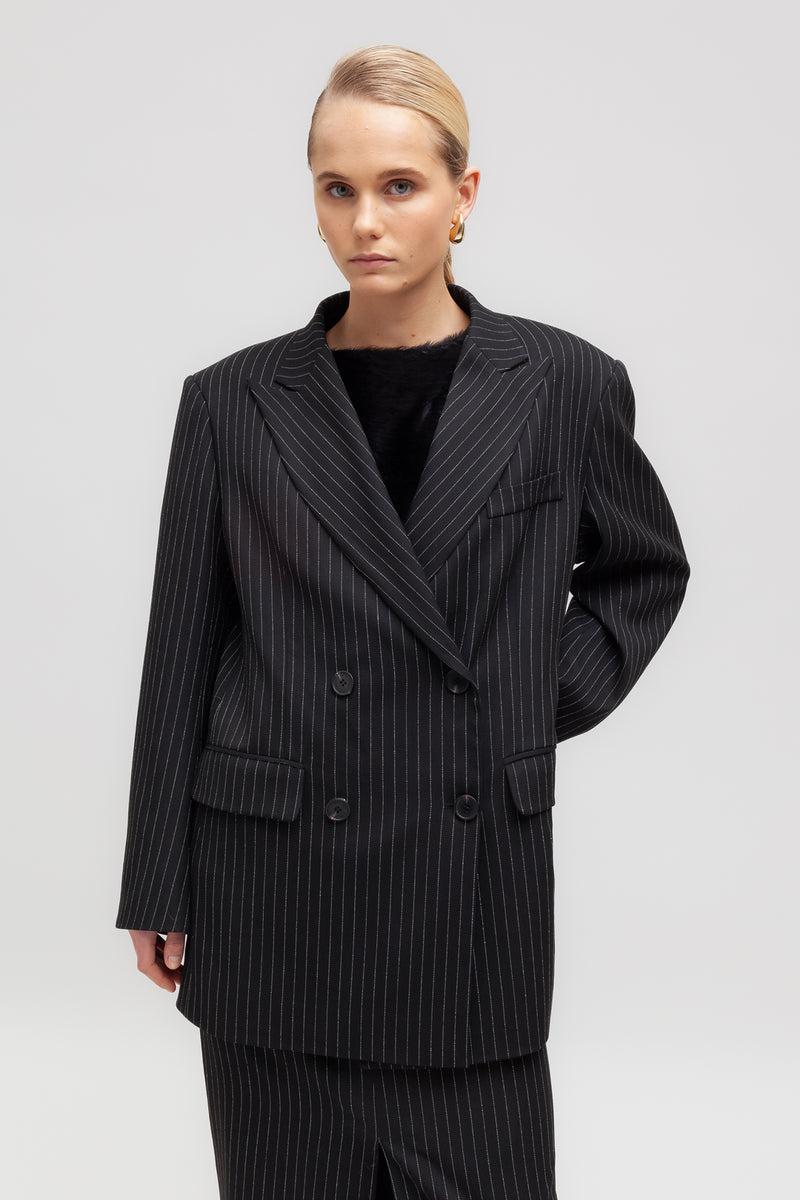 Weili Zheng Blazer Gessato Con Spalle Imbottite