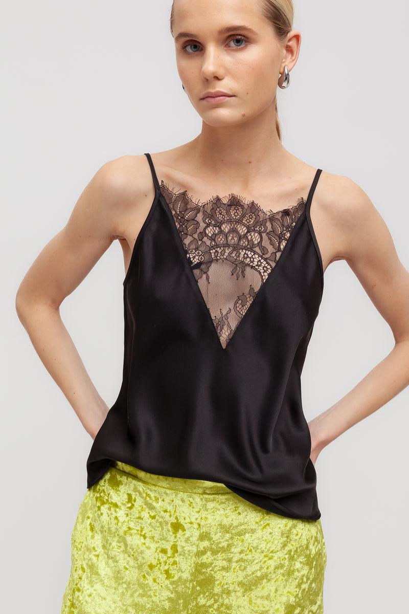 Weili Zheng Canottiera In Satin Con Pizzo