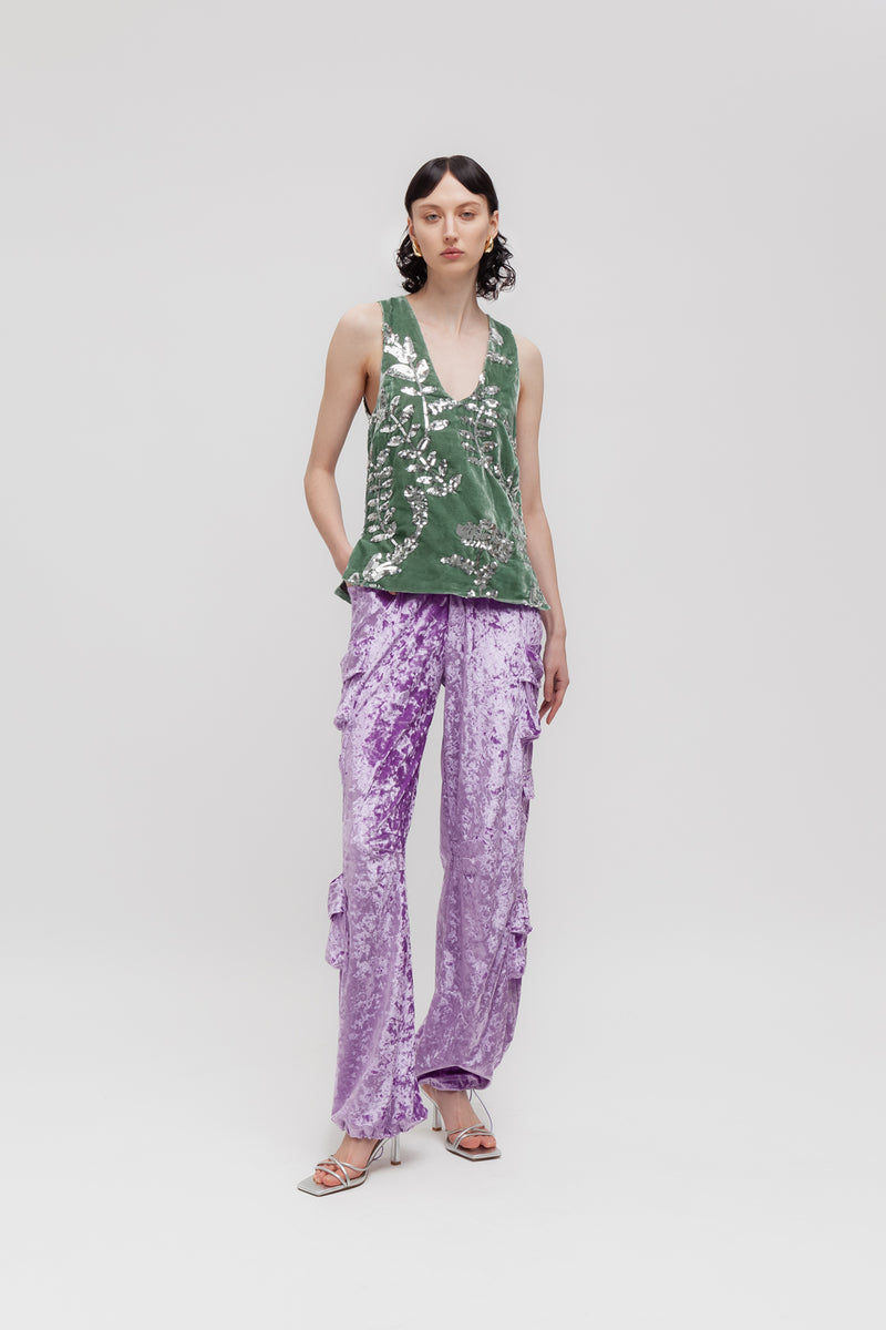 Weili Zheng Canottiera In Velluto Ricamato