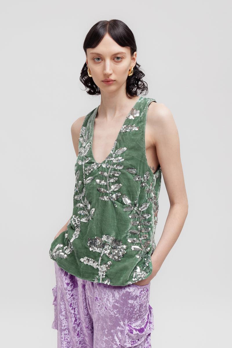 Weili Zheng Canottiera In Velluto Ricamato