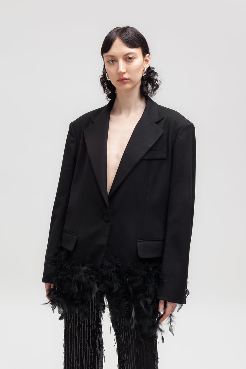 Weili Zheng Giacca In Gabardina Con Piume