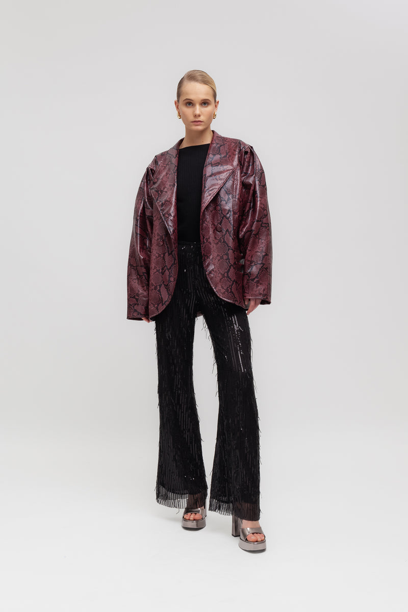 Weili Zheng Giacca Lavorata In Ecopelle Pitonata