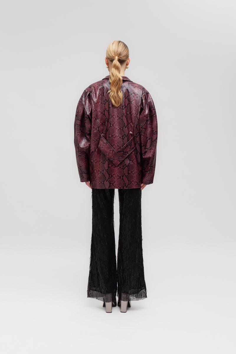 Weili Zheng Giacca Lavorata In Ecopelle Pitonata