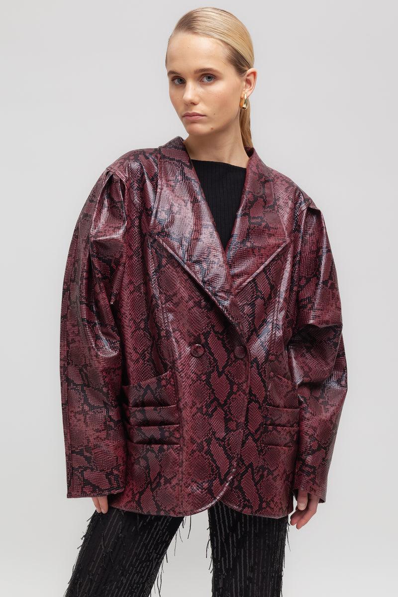 Weili Zheng Giacca Lavorata In Ecopelle Pitonata