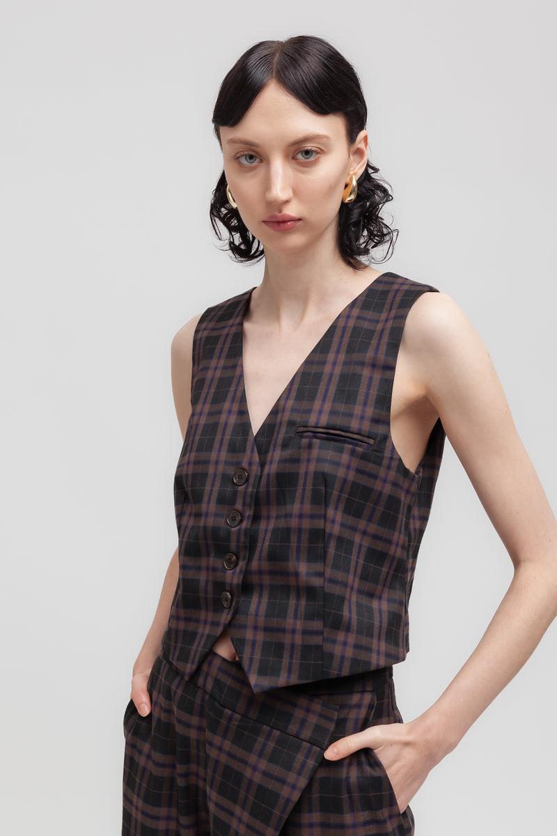 Weili Zheng Gilet Classico In Gabardina Check