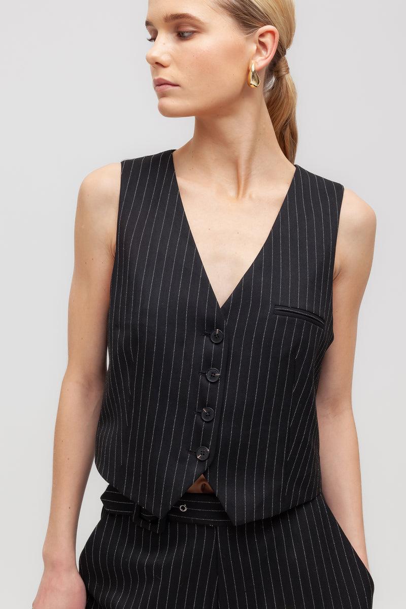 Weili Zheng Gilet Classico In Gabardina Gessata