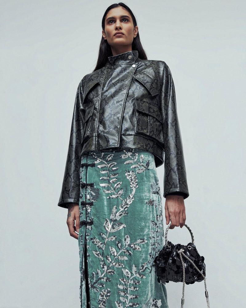 Weili Zheng Gonna Qipao In Velluto Ricamato