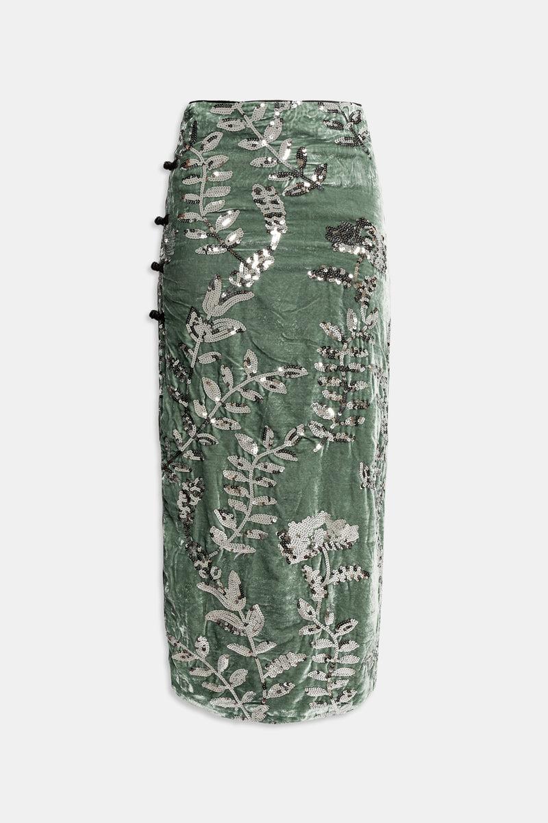 Weili zheng Gonna qipao in velluto ricamato