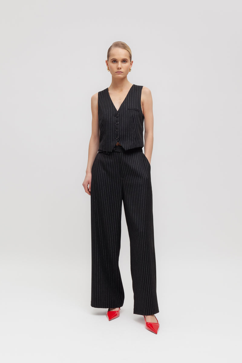 Weili Zheng Pantalone Gessato Con Cinturino