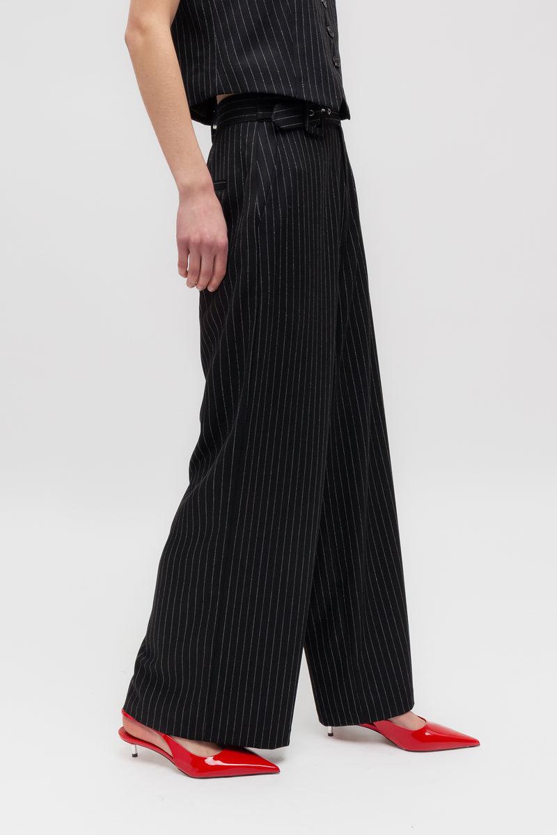 Weili Zheng Pantalone Gessato Con Cinturino