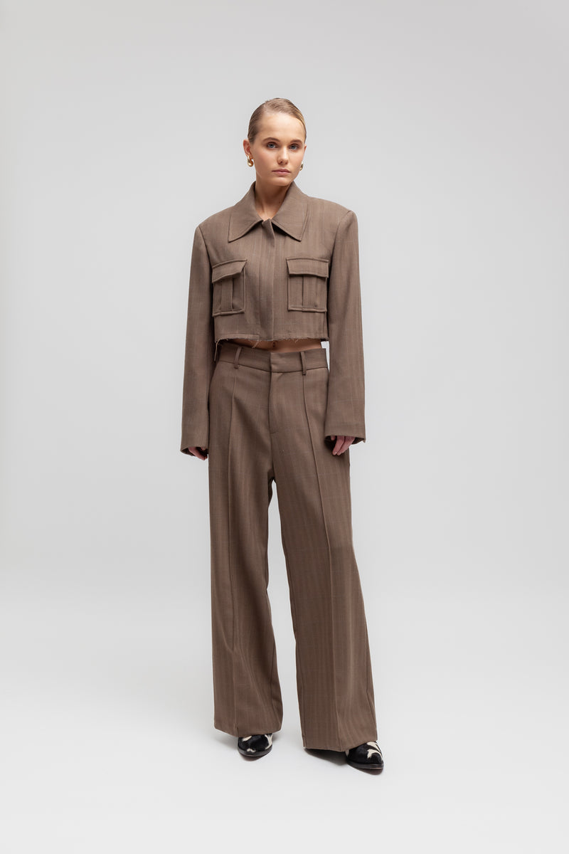 Weili Zheng Pantalone Wide Leg In Panno Spigato