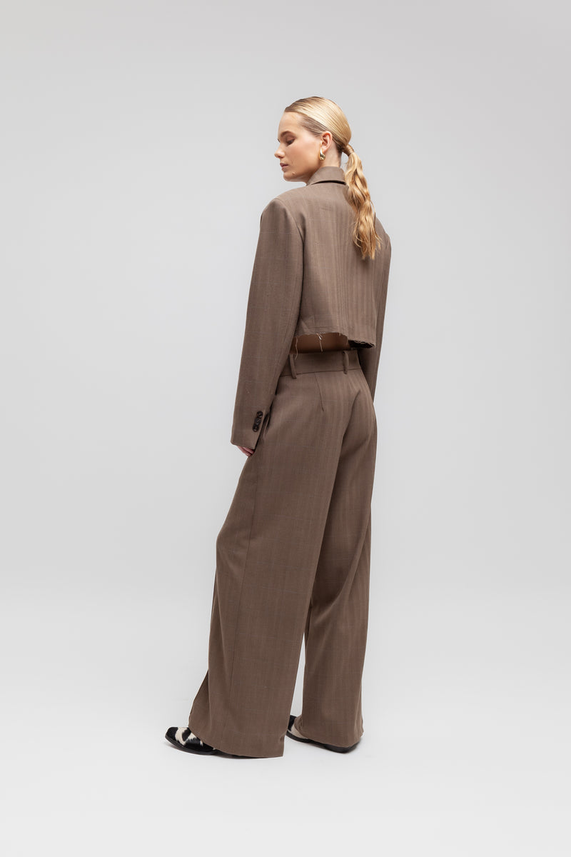 Weili Zheng Pantalone Wide Leg In Panno Spigato