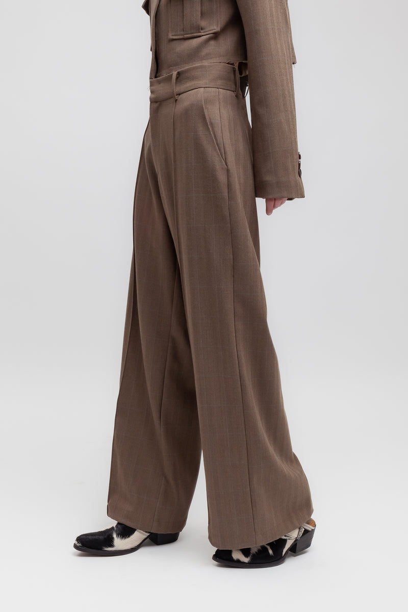 Weili Zheng Pantalone Wide Leg In Panno Spigato