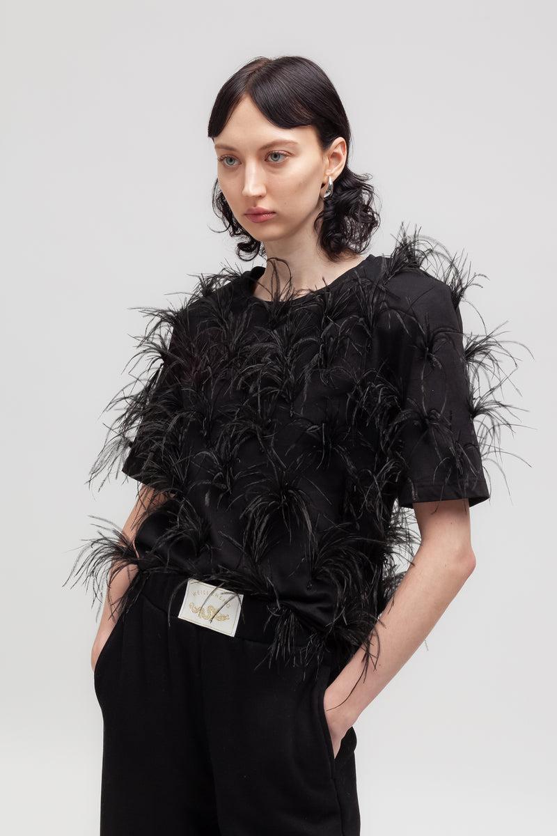 Weili Zheng T-shirt Con Piume