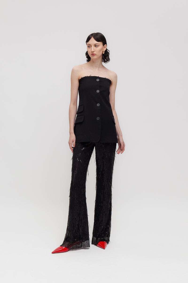 Weili Zheng Top Bustier In Gabardina