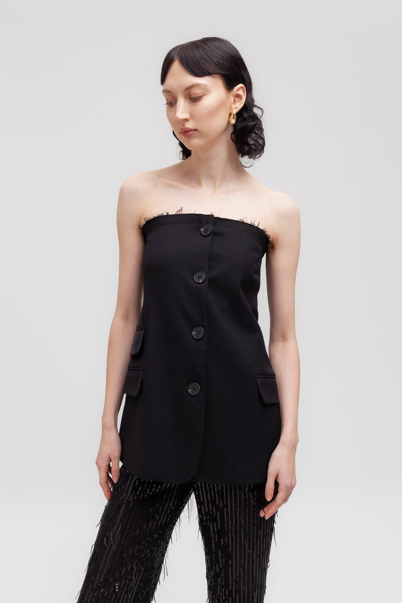 Weili Zheng Top Bustier In Gabardina