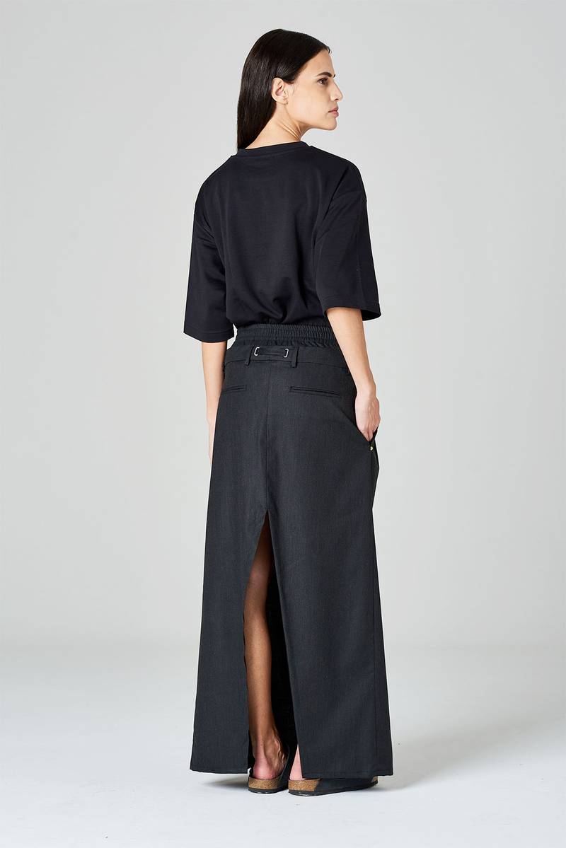 White Sand Gonna Con Doppia Vita In Tessuto Misto Lana