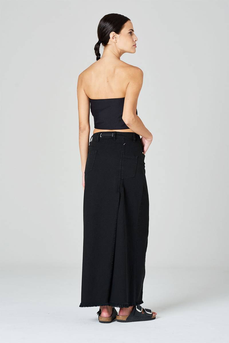 White Sand Gonna Dritta In Denim Chiusura Con Il Bottone