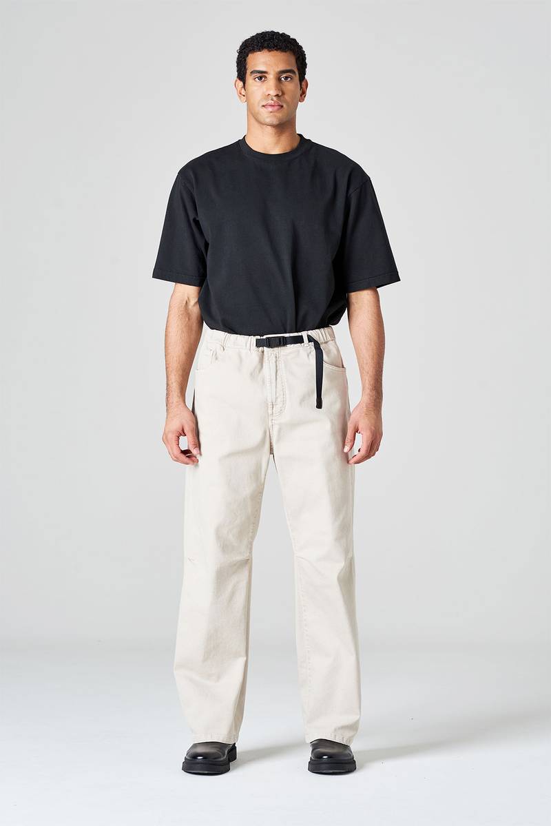 White sand Pantalone cinque tasche in bull denim di cotone