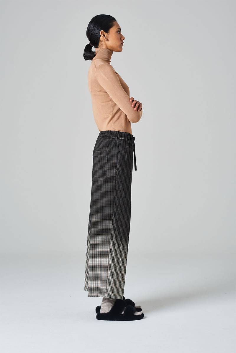 White Sand Pantalone Crop Gamba Ampia Con Elastico In Vita E Cinturino Regolabile