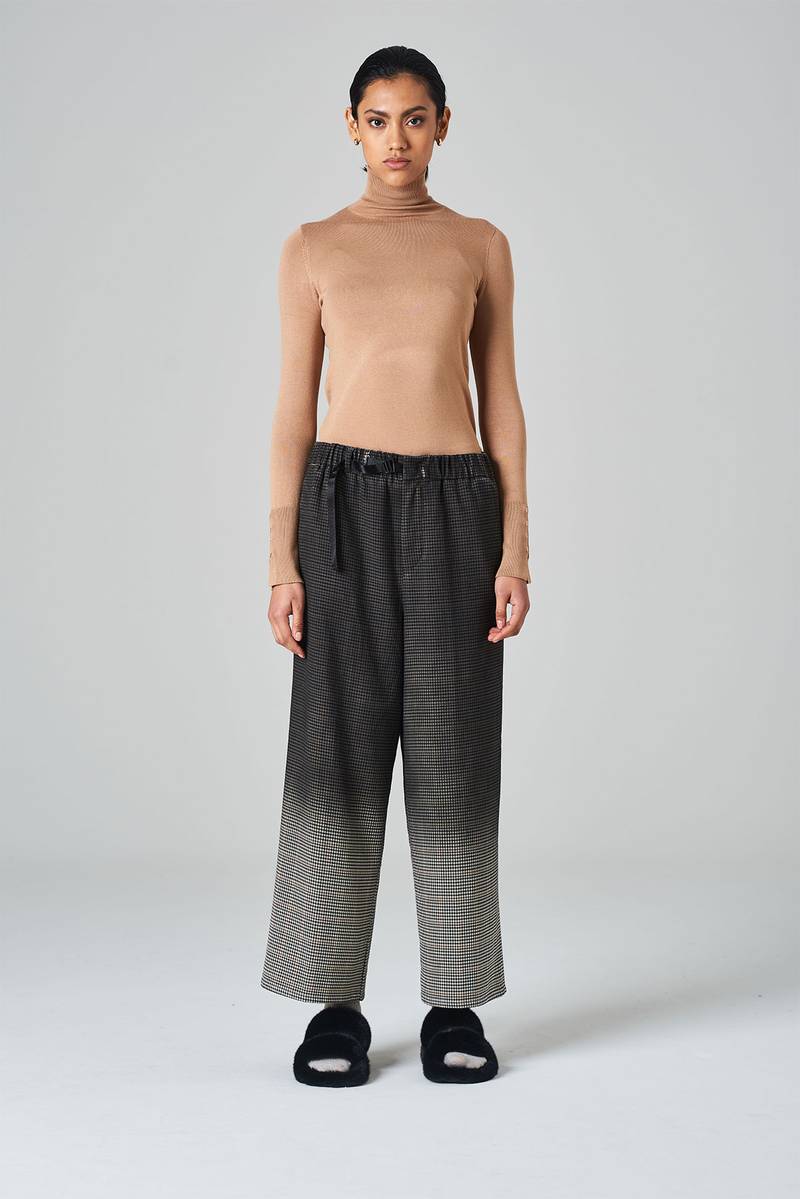 White sand Pantalone crop gamba ampia con elastico in vita e cinturino regolabile