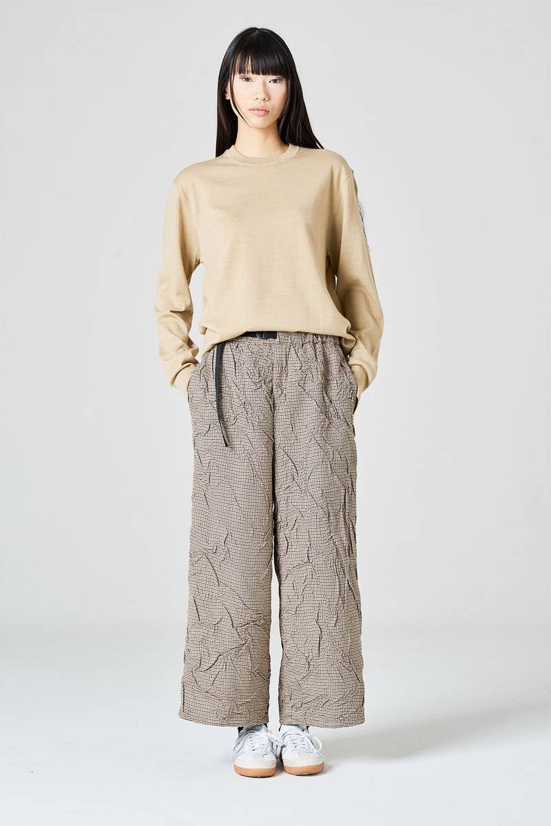 White Sand Pantalone Cropped Fantasia Pied De Poule