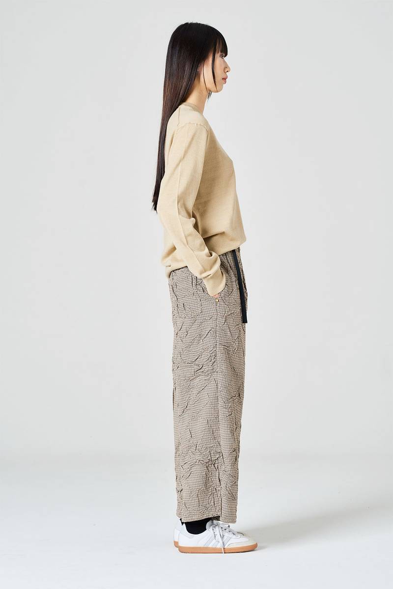 White Sand Pantalone Cropped Fantasia Pied De Poule