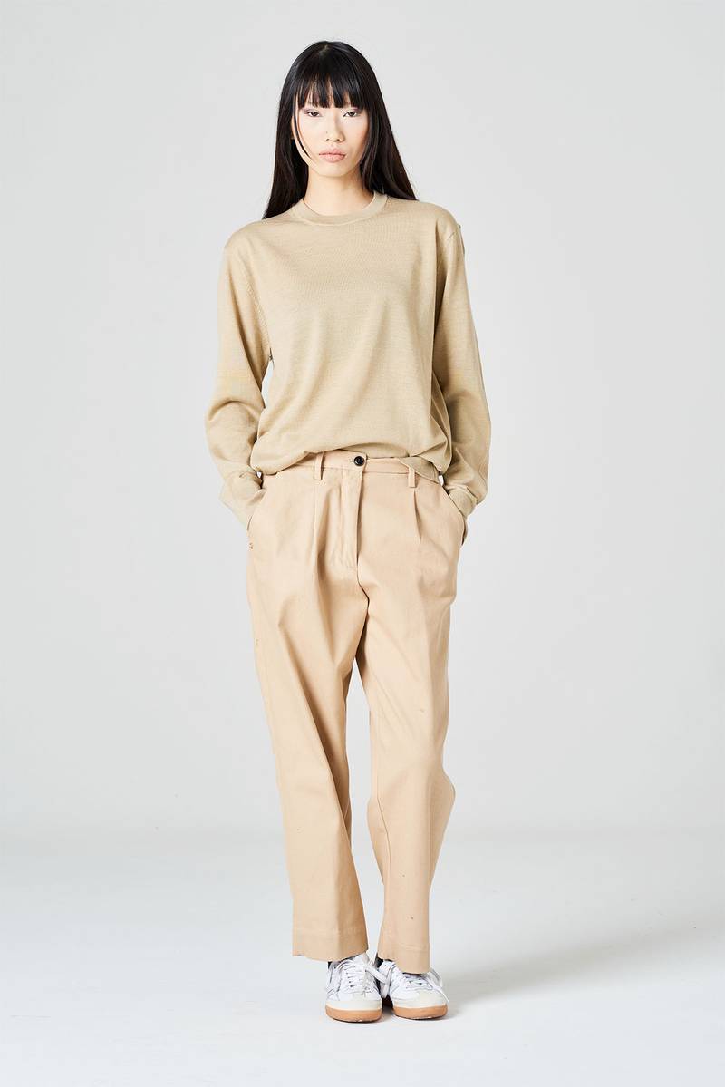 White sand Pantalone gamba dritta in bull denim di cotone