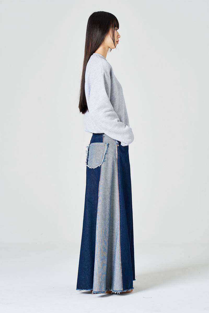 White Sand Pantalone Palazzo Cinque Tasche In Denim