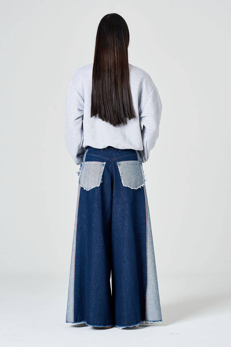 White Sand Pantalone Palazzo Cinque Tasche In Denim